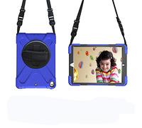 KUSEZJK Étui Compatible avec Apple iPad Pro 10.5 2017 & iPad Air 3 10.5" 2019, Coque de Protection Antichoc Robuste avec Béquille/Bandoulière de Main/Bandoulière (Bleu)