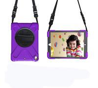 KUSEZJK Étui Compatible avec Apple iPad Pro 10.5 2017 & iPad Air 3 10.5" 2019, Coque de Protection Antichoc Robuste avec Béquille/Bandoulière de Main/Bandoulière (Mauve)