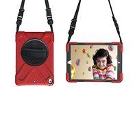 KUSEZJK Étui Compatible avec Apple iPad Pro 10.5 2017 & iPad Air 3 10.5" 2019, Coque de Protection Antichoc Robuste avec Béquille/Bandoulière de Main/Bandoulière (Rouge)