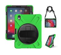 KUSEZJK Étui Compatible avec Apple iPad Pro 11 2020 & 2018, Coque de Protection Antichoc Robuste avec Béquille/Bandoulière de Main/Bandoulière/Porte-Crayon (Vert)