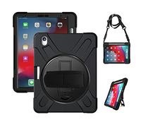 KUSEZJK Étui Compatible avec Apple iPad Pro 11 2020 & 2018, Coque de Protection Antichoc Robuste avec Béquille/Bandoulière de Main/Bandoulière/Porte-Crayon (Noir)