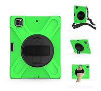 KUSEZJK Étui Compatible avec Apple iPad Pro 12.9 2020 & 2018, Coque de Protection Antichoc Robuste avec Béquille/Bandoulière de Main/Bandoulière/Porte-Crayon (Vert)
