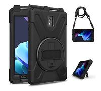 KUSEZJK Étui Compatible avec Samsung Galaxy Tab Active 3 8" T570 T575 T577 T575N, Coque de Protection Antichoc Robuste avec Béquille/Bandoulière de Main/Bandoulière (Noir)