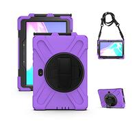 KUSEZJK Étui Compatible avec Samsung Galaxy Tab Active Pro 10.1 T540 T545 T547, Coque de Protection Antichoc Robuste avec Béquille/Bandoulière de Main/Bandoulière/Porte-Crayon (Mauve)