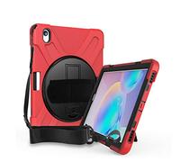 KUSEZJK Étui Compatible avec Samsung Galaxy Tab S6 10.5 T860 T865 T867, Coque de Protection Antichoc Robuste avec Béquille/Bandoulière de Main/Bandoulière/Porte-Crayon (Rouge)
