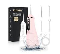 KUSKER Hydropulseur dentaire sans fil portable pour les dents, 5 modes et 4 embouts de jet, étanche IPX7, rechargeable pour une utilisation de 30 jours, maison, voyage, appareil dentaire, capacité de
