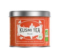 Kusmi Tea - Boost Bio - Thé Biologique - Mélange Aromatisé de Maté, Thé Vert et Épices - Cannelle, Cardamome et Gingembre - Recette Tonique - Boîte Thé Métal 100g - Quantité pour environ 50 Tasses