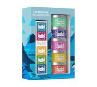 Kusmi Tea - Coffret "Les Bien-Être" + Pince à Thé - Assortiment de Thés Bio - Idée Cadeau Homme et Femme - Thé Vert, Thé Detox et Infusion - Fabriqué en France - 5 Boîtes de 25g