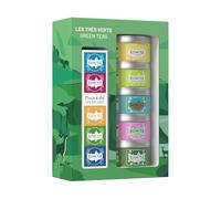 Kusmi Tea - Coffret "Les Thés Verts" + Pince à Thé - Assortiment de Thés Bio - Idée Cadeau Homme et Femme - Thé Vert à la menthe, Jasmin, Citron, Gingembre - Fabriqué en France - 5 Boîtes de 20g
