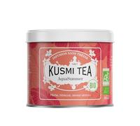 Kusmi Tea Infusion Bio AquaSummer - Mélange d'Hibiscus et de Fruit Saveur Pêche et Abricot 100 g de Boîte en Métal