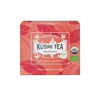 Kusmi Tea - Infusion Bio AquaSummer - Mélange d'Hibiscus et de Fruit Saveur Pêche et Abricot - Infusion de Fruits sans Théine - Boîte de 20 Sachets Mousseline