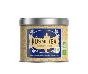 Kusmi Tea - Kashmir Tchaï Bio - Thé Noir Biologique Aromatisé à l'Anis, Cardamome, Cannelle, Gingembre et Clou de Girofle - Boîte Thé Métal 100g - Quantité pour environ 50 Tasses