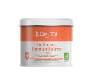 Kusmi Tea - Rituel Défense Immunitaires - Thé Bio - Thé Vert, Maté Bio Enrichi en Vitamine C - Acérola, Arômes Naturels d'Orange et de Fruits Tropicaux - Boîte Thé Métal 100g pour environ 50 Tasses