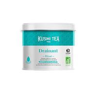 Kusmi Tea - Rituel Drainant Bio - Infusion Bio à la Pomme et l'Hibiscus - Tisane pour détoxifier votre organisme - Pissenlit, Arômes naturels de pêche et d'abricot - Boite Thé Métal 100g