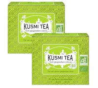 Kusmi Tea - Thé Vert Gingembre Citron Bio - Lot de 2 boîtes - Mélange Biologique de Thé Vert au Gingembre et au Citron - À Déguster Chaud ou en Thé Glacé - 2x20 Sachets de Thé
