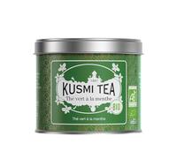 Kusmi Tea - Vert à la Menthe Bio - Mélange Biologique de Thé Vert Gunpowder et Menthe Poivrée - Thé Vert Aromatisé - À Déguster Chaud ou en Thé Glacé - Boîte en Métal 100g, pour environ 50 Tasses