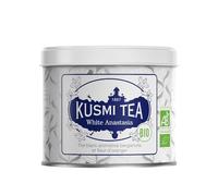 Kusmi Tea - White Anastasia - Thé Blanc Bio à la Bergamote, Aromatisé à la Fleur d'Oranger et Citron - À Déguster Chaud ou en Thé Glacé - Boîte Thé Métal 90g - Quantité pour environ 50 Tasses