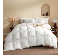 KUSNUG Couette d'oie 220x240 Coton Égyptien Mélangé, 100% Pur Duvet et Plumes 4 Saisons Couettes pour Hotel de Luxe, Couette Naturelle Tempérée Anti Acariens, Très Fluffy 240x220 cm 2 Personnes Blanc