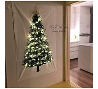 KUSO Tapisserie de sapin de Noël avec lumière LED étoile Merry Christmas Toile de fond murale à suspendre pour photographie, couverture, décoration de festival (petite taille)