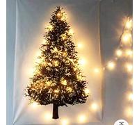 KUSO Tapisserie de sapin de Noël avec lumière LED étoile Merry Christmas Toile de fond murale à suspendre pour photographie, couverture, décoration de festival (moyen)