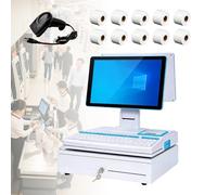 KUSOLE Caisse enregistreuse avec système de Point de Vente, équipée d'un écran Tactile de 15,6 Pouces, d'un processeur i5, d'un tiroir-Caisse White-Dualscreen