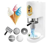 KUSOLE Presse à Glace en pâtes - 4 moules interchangeables, Conception compacte, Facile à Nettoyer, Convient aux Machines à Desserts glacés à l'italienne des magasins et Restaurants. White