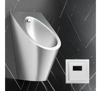 KUSOLE Urinoir pour Hommes en Acier Inoxydable 304, Chasse d'eau Automatique par Capteur, Haute Efficacité Et économie D'énergie Silver
