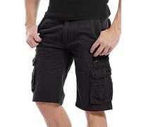 Kuson Hommes Shorts Bermudas Cargo Outdoor Coton Casual Lâche avec Poche Noir FR 48