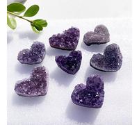 KuSONG Améthyste Druse Forme de Coeur, Pierre Naturelle Améthyste Cristaux de Lithothérapie Segment de Druse Pierre brute Irrégulière Pierre précieuse Guérison Reiki Décoration Saint-Valentin Cadeau