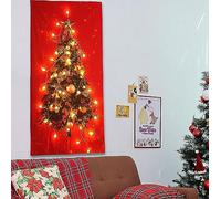 KuSONG Tapisserie Murale de Arbres de Noël Sapin, LED étoile Murale Tenture Christmas Décoration pour Salon Chambre à Coucher Maison Salon Décoration de Fenêtre (rouge，petite)