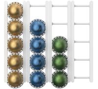 KUSOVILI Support de capsules de café adhésif pour Nespresso VertuoLine, peut contenir 20 capsules - Support mural ou d'armoire avec bandes solides de 3M, montage vertical ou horizontal (blanc, adhésif