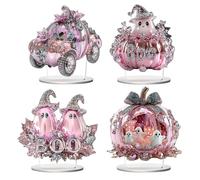 Kustimantu Centres de Table Halloween | 4 Pièces Décor 2D Acrylique Voiture Fantôme - Ornement De Bureau,pour La Maison Le Salon La Chambre Le