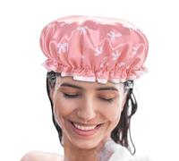 Kustimantu Chapeau de douche pour femme, bonnet de douche étanche, couvre-tête de douche de bain chapeau de cheveux réutilisable, accessoire de bain