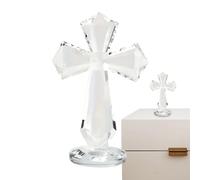 Kustimantu Croix Debout,Figurine Chrétienne de Bureau 15 cm Artisanat - Crucifix avec Design Facetté à 360° pour Familles Catholiques Collectionneurs Pasteurs Groupes Paroissiaux Salle de