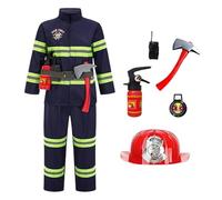 Kustimantu Déguisement de pompier pour, déguisement de pompier pour | Faire semblant de pompier Costume Dress Up Play Costume de pompier - Vêtements de déguisement avec extincteur, jeu de rôle, jouet