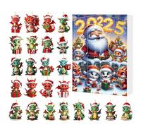 Kustimantu Dinosaur Advent - 24 jours - Jouet de compte à rebours de - Pendentif plat 2D - Décoration pour adultes et - Activité familiale - Activité à la maison - Cours - Vacances