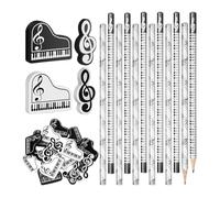 Kustimantu Ensemble De Crayons En Bois | Crayons à Musique Gommes Piano | Fournitures De Bureau À Thème Musical Ludique Pour Écrire Dessiner Et La Classe De Mathématiques Des Élèves Du