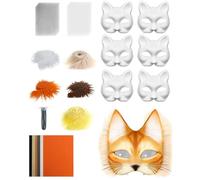 Kustimantu Ensemble de masques pour chat - Non peints - Accessoires avec filet en feutre - Accessoire de costume pour fête, carnaval, cosplay, homme et femme