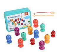 Kustimantu Jeu de pêche magnétique - Jeu de pêche pour table - Jouet de transport en bois pour les tout-petits de 2 à 6 ans - Motricité fine - Activité sensorielle