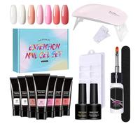 Kustimantu Kit de gel à ongles poly pour les débutants, kit d'ongles ensemble avec tout | Ensemble de gel d'extension avec kit d'ongle poly en poly uv - Nude 7 couleurs Builder d'art de l'ongle