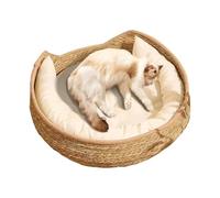 Kustimantu Lit pour chats, lit tissé avec corde de coton avec oreiller et coussin | de repos pour animaux de compagnie avec tissu doux et grattoir | pour toutes les races chiots