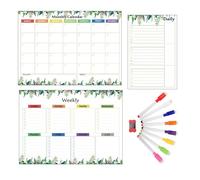 Kustimantu Lot de 3 calendriers magnétiques pour réfrigérateur - Avec dieux marqueurs - Planification et organisation des provisions, hebdomadaires mensuels