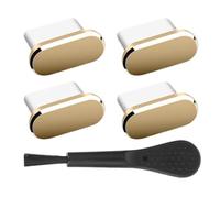Kustimantu Lot de 4 bouchons anti-poussière - Cache-prise de charge - Bouchon de port USB portable avec brosse de nettoyage pour tablette, téléphone portable, voyage, camping, extérieur