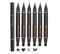 Kustimantu Lot de 6 crayons eyeliner avec tampon de maquillage - Cosmétiques à double tête longue durée pour différentes occasions y compris cosplay, mariage, performance, vacances, voyages