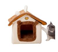 Kustimantu Maison pour chat pour animaux de compagnie - Peluche chaude peu encombrante, maison d'hiver pour chat et nid de couchage | Pour petites et grandes races de chats salon, chambre à coucher