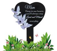 Kustimantu Marqueurs commémoratifs pour tombes | Piquets commémoratifs décoration cimetière pour maman - Plaques noires imperméables avec piquet pour cadeaux de fête des mères et d'anniversaire