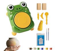 Kustimantu Mini tour de poterie - Kit de poterie en argile pour les tout-petits, outil de bricolage interactif pour peindre et façonner pour les débutants, les enfants, l'art de la classe à la maison