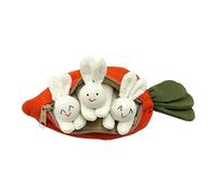 Kustimantu Peluche de carotte remplie de carottes | Trois poupées de Pâques Bunnies Carotte - Décoration de Pâques avec fermeture éclair pour la famille, les amis, les camarades de classe, Laiteux