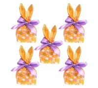 Kustimantu Sacs de Pâques, sacs de Pâques pour enfants, sacs de bonbons Bunny Ears Pouch - Lot de 5 boîtes cadeau avec décorations de Pâques pour sandwichs à biscuits