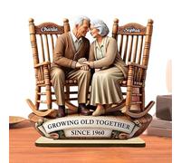 Kustimantu Statuettes Vieillir Ensemble, Sculptures en Bois Représentant Un Couple Vieillissant Ensemble, Figurine Décorative en Bois pour Bureau - Idée Cadeau pour Femme, Homme, Couple ou Parents